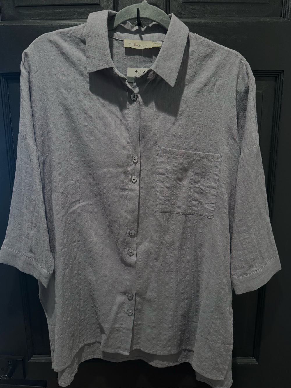 Light Gray Button-Up Tunic Shirt